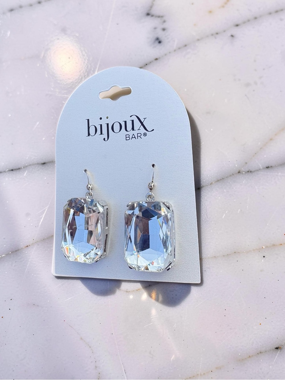 Bijoux Bar Silver-Tone Clear Crystal Drop Earrings - Picture 2 of 2